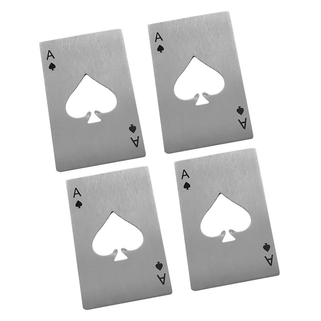 4pcs Durable Playing Card Ace of Spades Bar Soda Cover Lid Bottle Opener