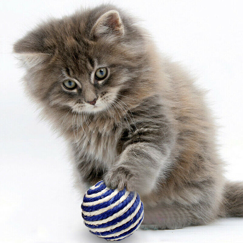 Cat Toys Bell Ball Woven Sisal Rope Weave Play Soft Chewing Rattle Catch .l8
