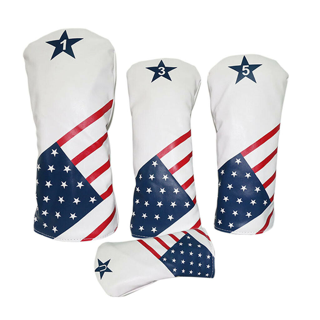 4x Waterproof Golf Wood Head Cover 400c Headcover No. 1 3 5 UT Woods Club