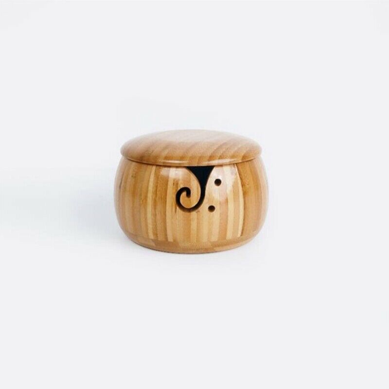 Yarn Bowl Handmade Crafted Bamboo Yarn Bowl with Removable Lid for Knitting S9Q9