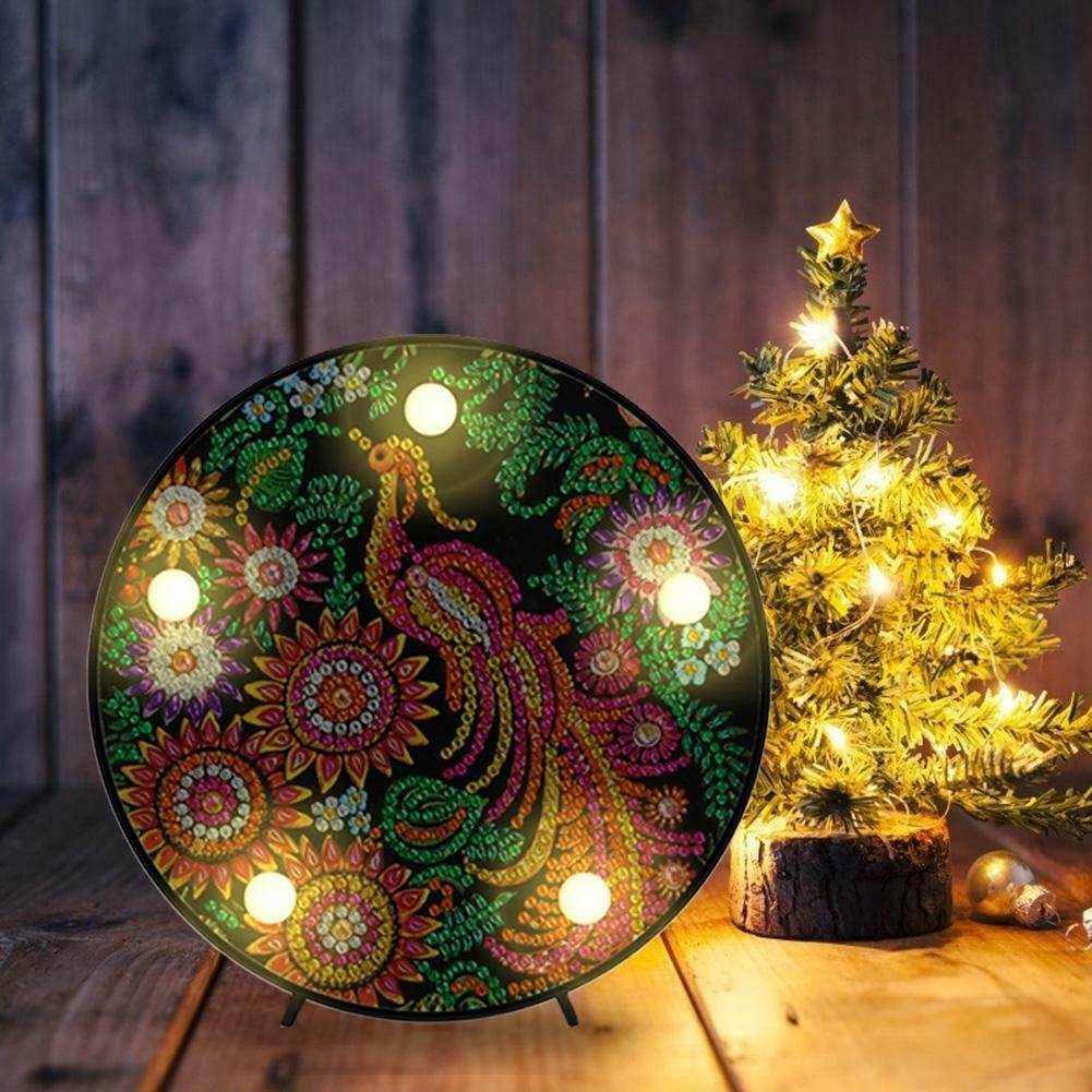 Diamond Painting LED Night Lamp Special Shape Partial Drill Xmas Home Decor @