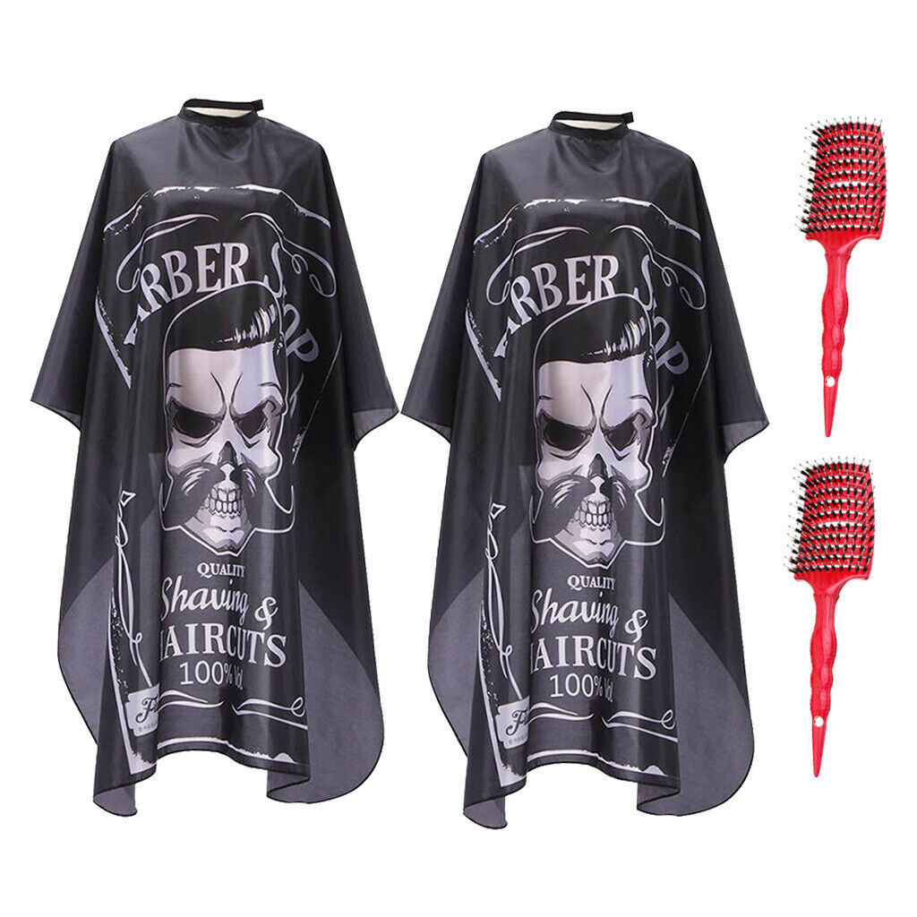 2x Pro Barber Shop Cape Premium Haircutting Gown Aprons w/ Combs Brush