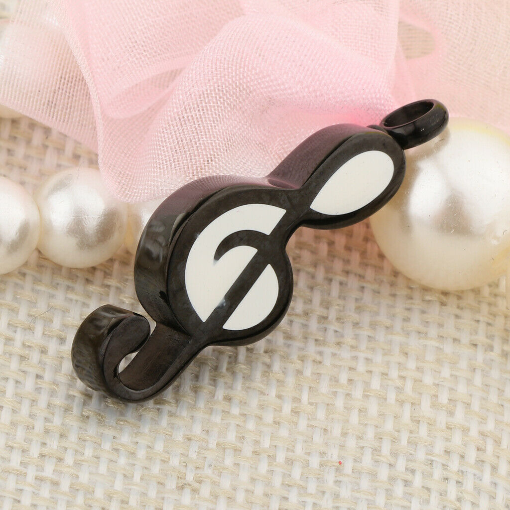 Music Note Urn Pendant Ash Stainless Steel Cremation Jewelry Black White