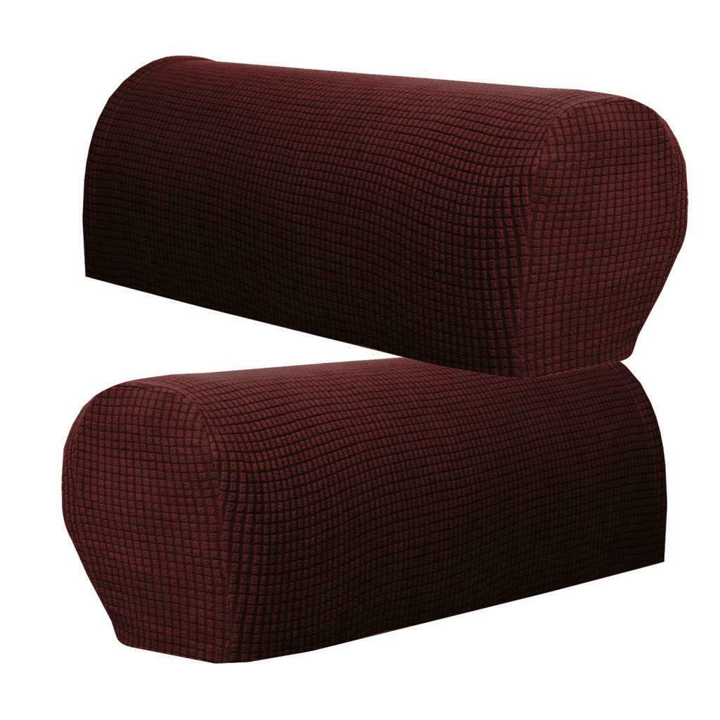 Set of 4 Flannel Furniture Sofa Armrest Covers Protectors Dark Coffee