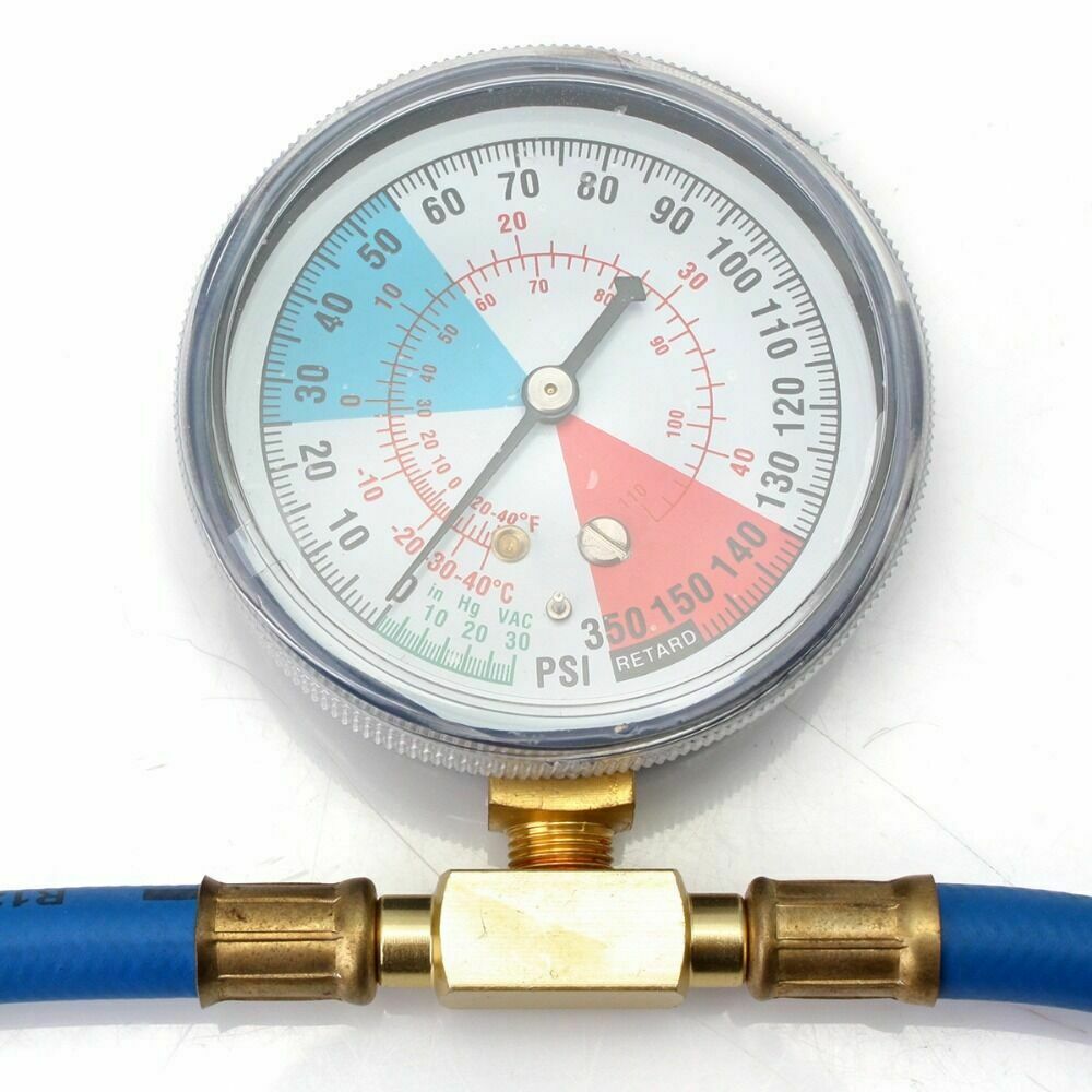 Car A/C R134A Refill Hose 72mm O.D. 43cm Length Metal Measuring Refrigerant Hose
