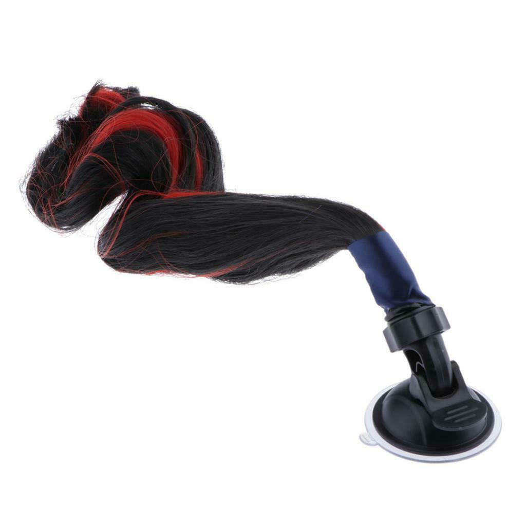 Helmet Braids Ponytail Motorcycle Helmet Curly Wig Black + Red