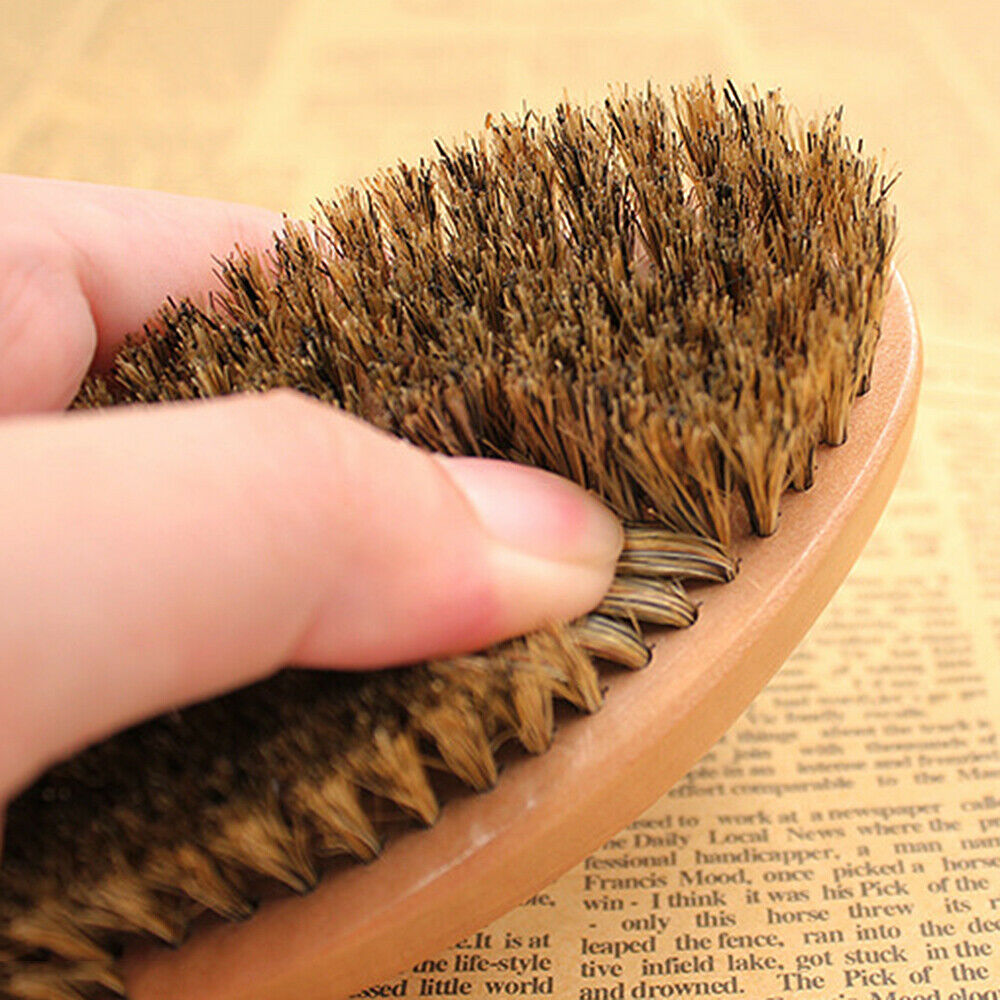 Wooden Oval Bristles Brush Mens Beard Brush Mustache Hair Styling Grooming Tool