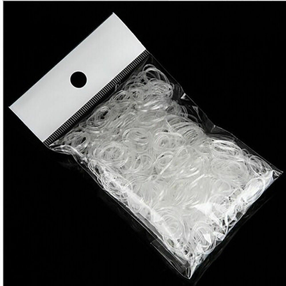 500pcs Rubber Braiding Plaits Hair Elastic Bands Small Clear