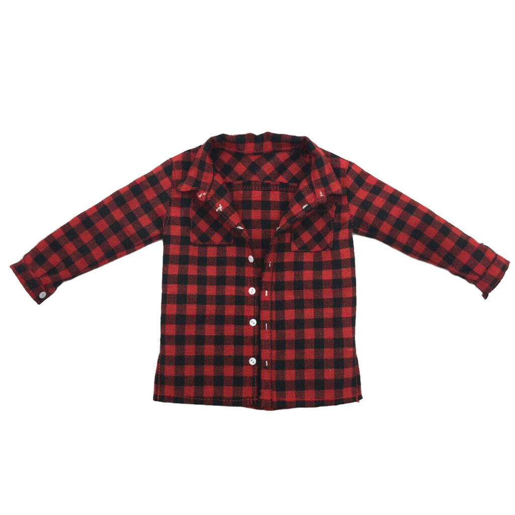 1/6 Male Red Plaid Casual Shirt Clothes for 12inch TBLeague BBI Dress up