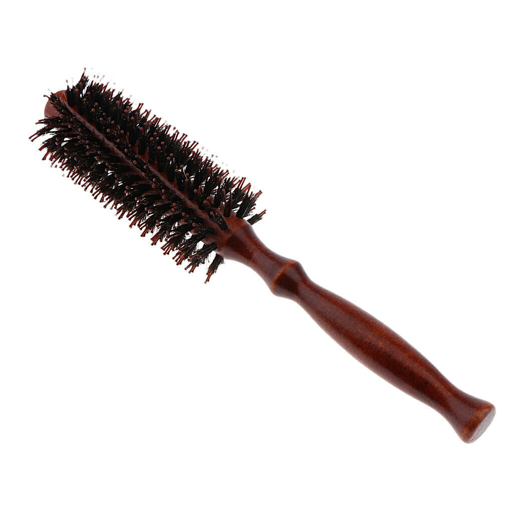 2x Unisex Wooden Hairbrush Rolled Comb Hair Styling Brush Hair Curling Brush