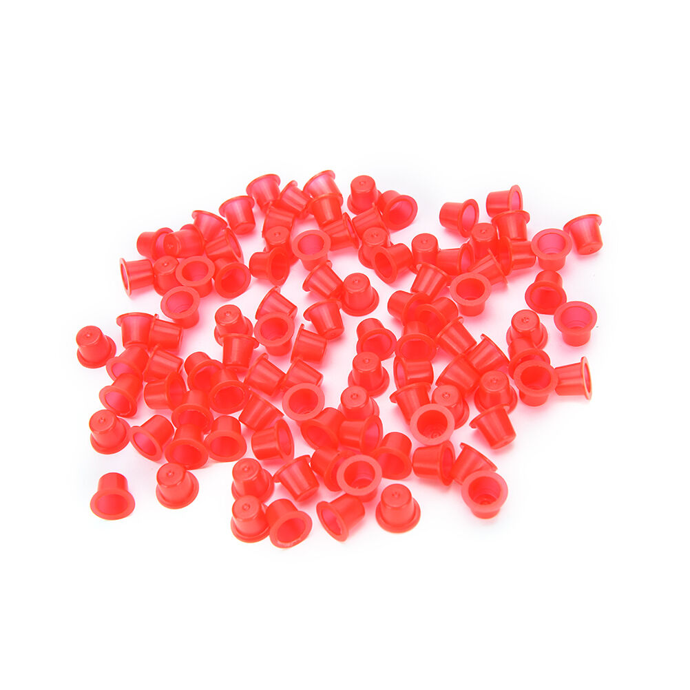 100x Small Plastic Tattoo Ink Cups Caps Holder Pigment Supplies .l8