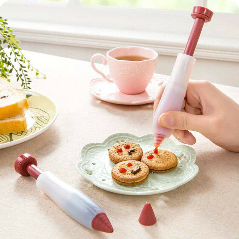 Silicone Fondant Cake Pen Pastry Icing Writing Syringe Baking Decor DIY To SBDA