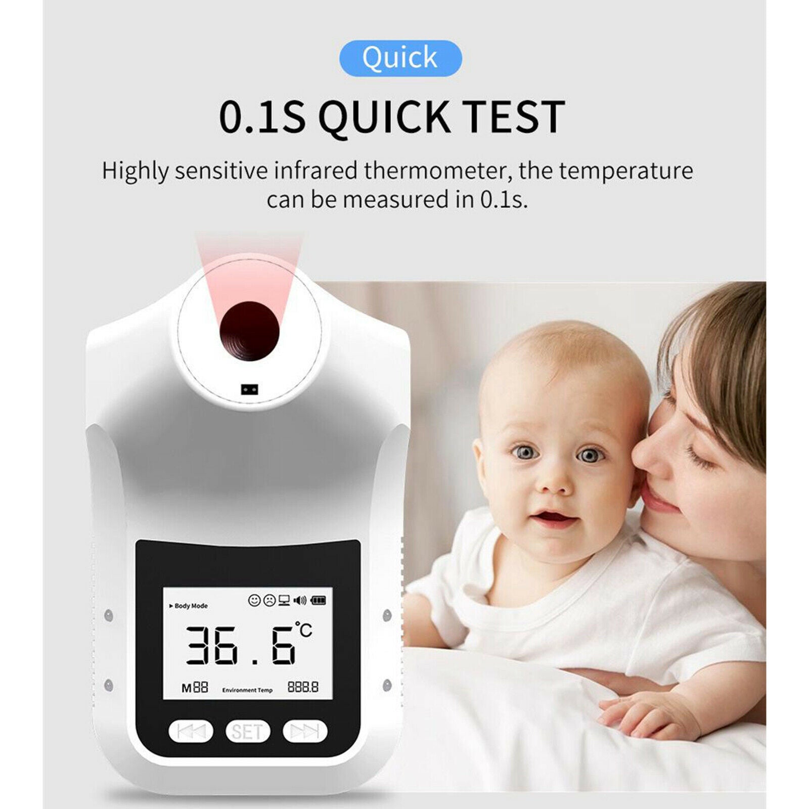 K3 Pro Wall Mounted Infrared Frontal Thermometer Without Fever Alarm