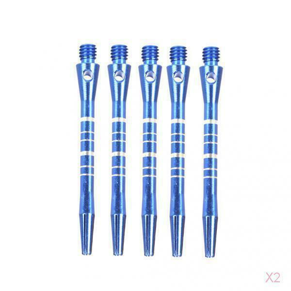 2x 5pc Blue Re-Grooved Striped Anodised Aluminum Dart Shaft 52mm 2" Collector