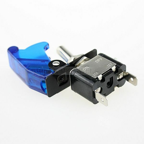 5x Blue LED Illuminated Toggle Rocker Switch With Cover For Car Boat 12V 20A New