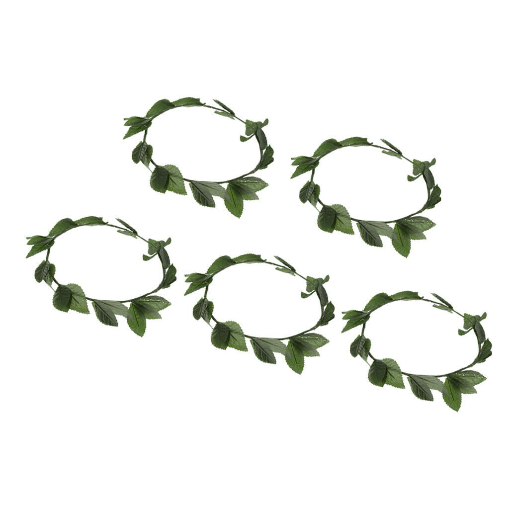 5pack Roman Greek Green Leaves Wreath Headpiece Hairband Toga Dress Up Party