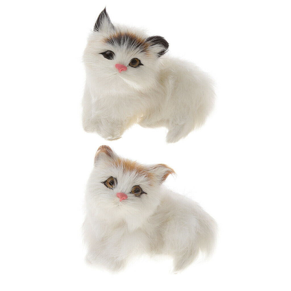 2 PCS Lifelike Cat Animated Plush Realistic Kitten Decor Toys for Kids Boys