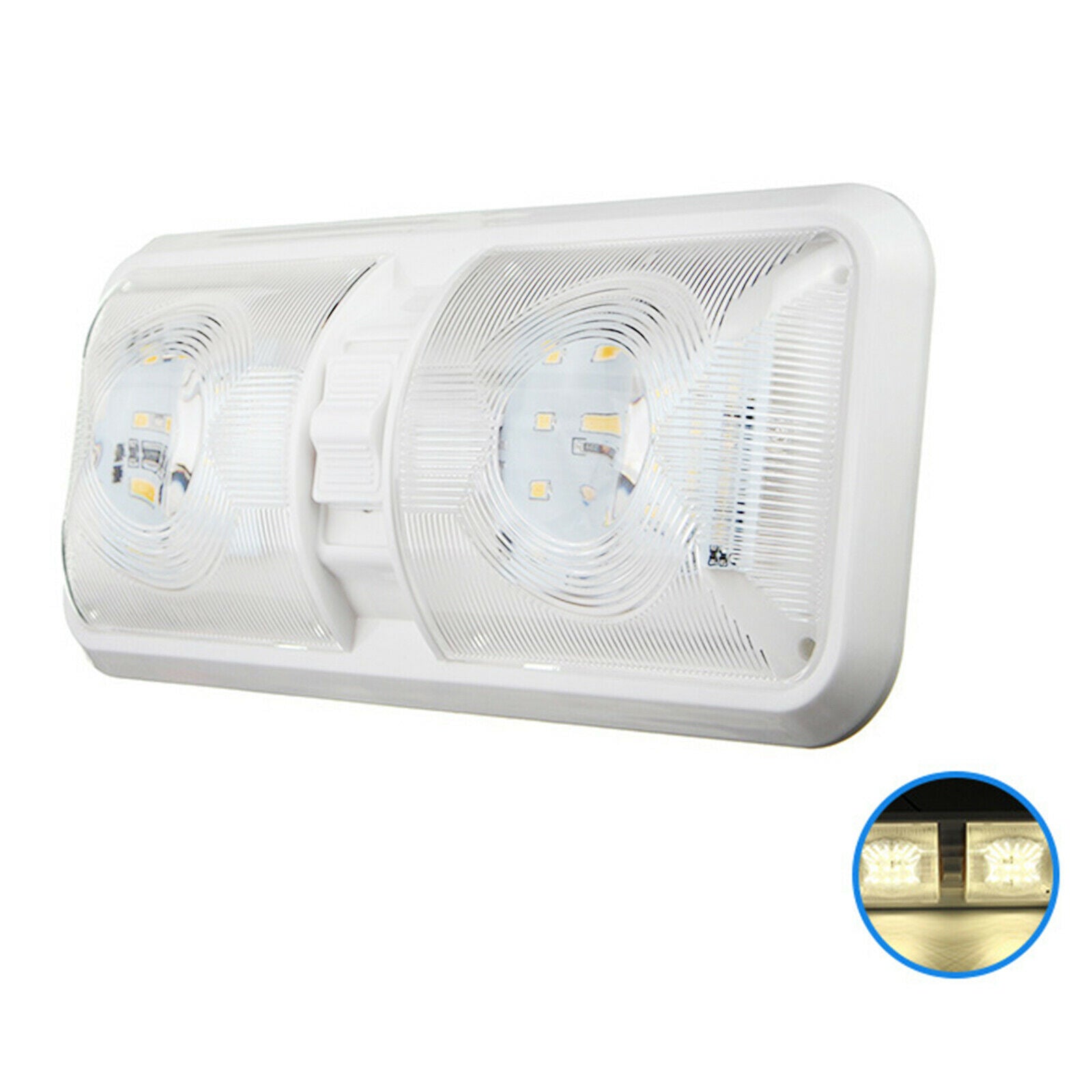 LED Ceiling Double Dome Light with ON/OFF Switch for Camper 48X5050SMD