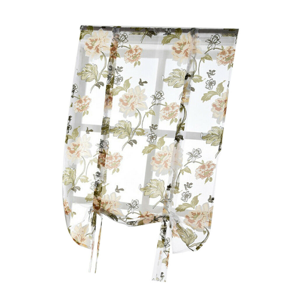 Flower Design Roman Window Curtain Sheer Voile #1 Yellow 80x100cm