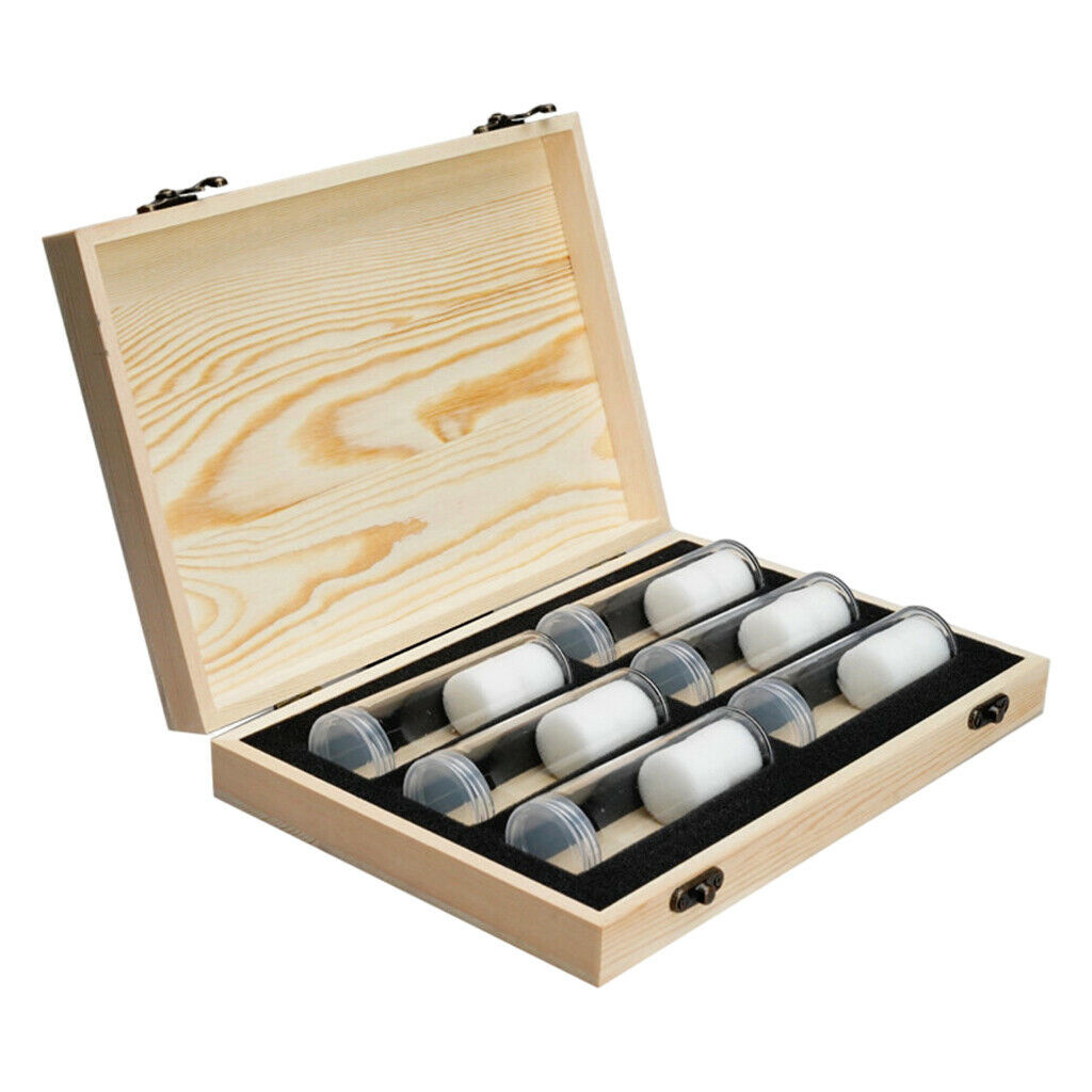 Coins Wooden Case Display Box Collection Coin Capsules Storage Holders