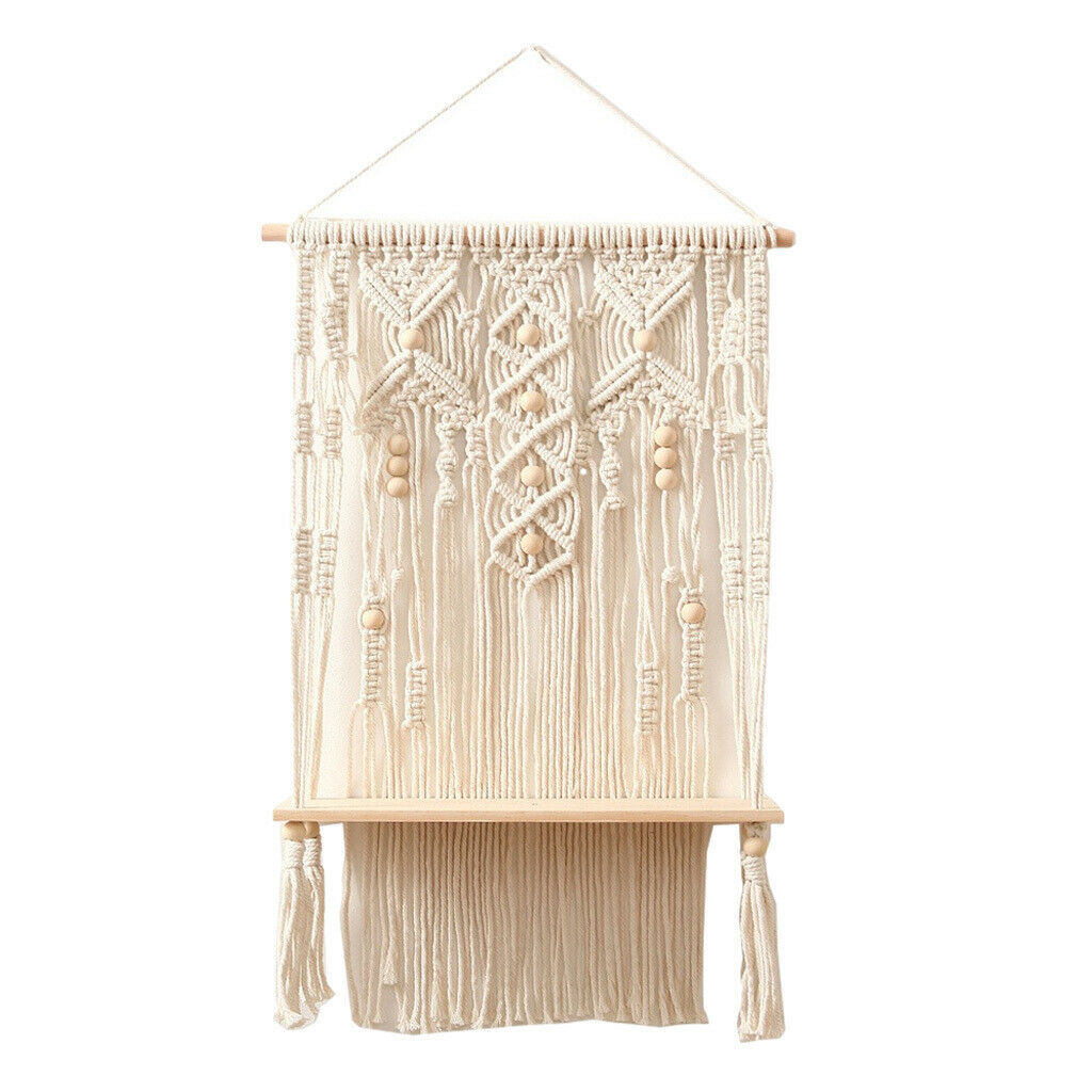 Bohemian Tapestry Wall Shelf Magazines Flower Plant Rack Office Ornament