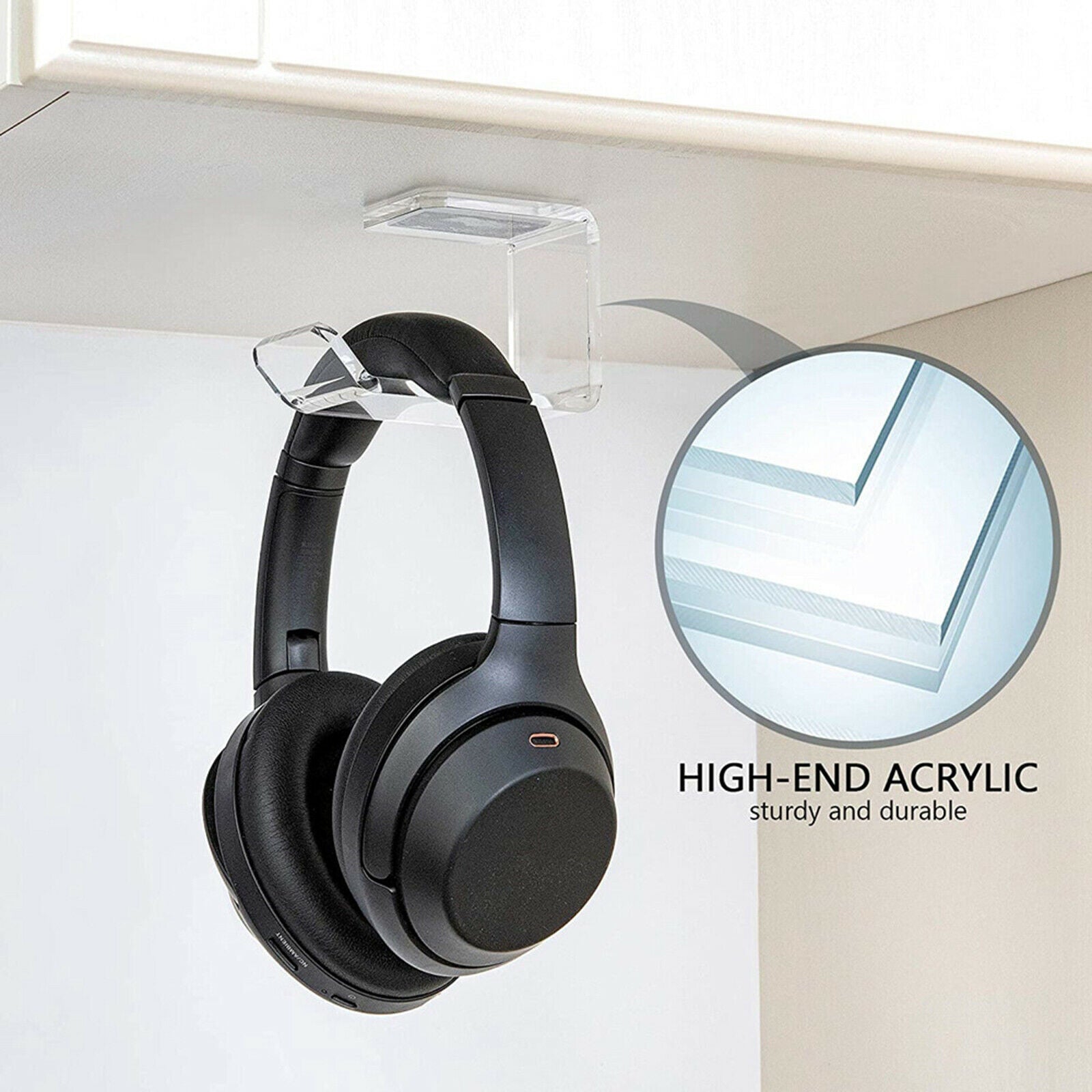 2Pack Acrylic Headphone Hook Headphone Hanger Holder Desk Display Bracket