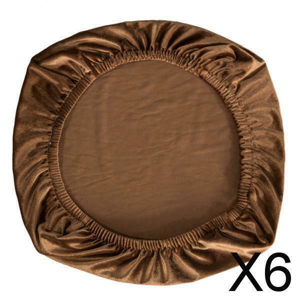 6X Soft Velvet Stretch Wedding Dining Room Chair Seat Cover Brown