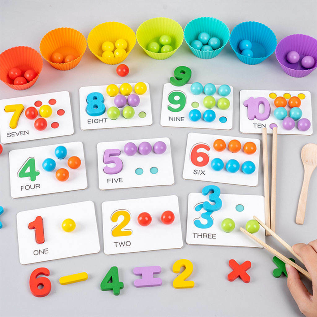 Clip Bead Hands Brain Training Wooden Digital Durable for Activities Toddler