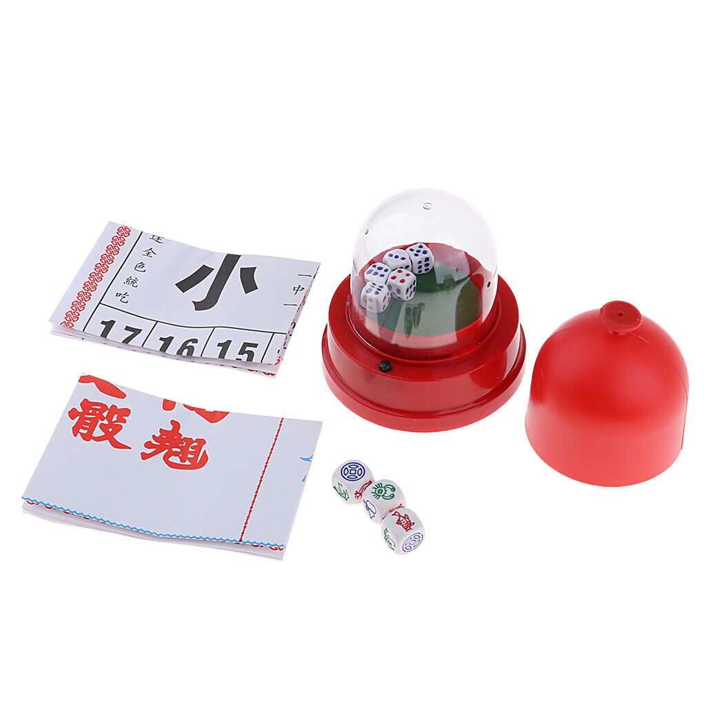 Sic Bo Traditional Gambling Dice Game w/ Automatic Dice Cup Travel Toys