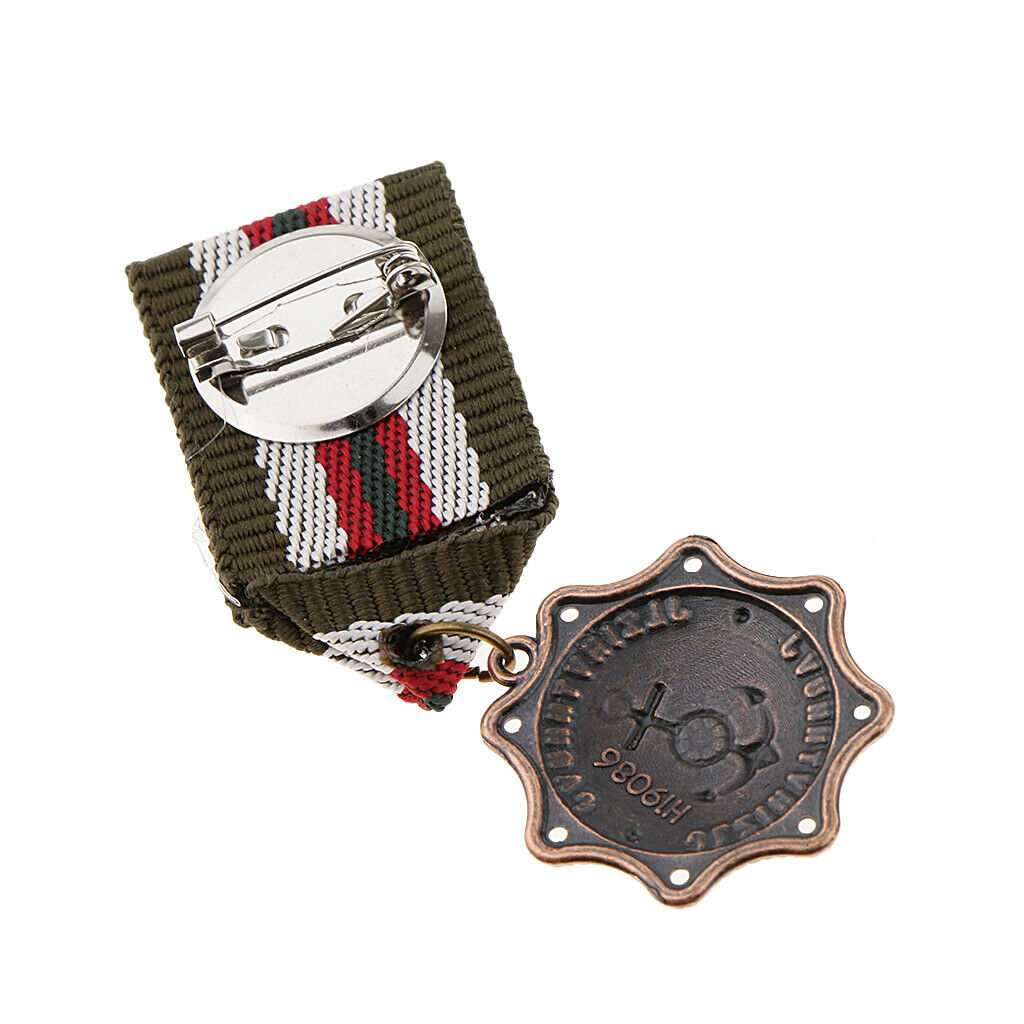 6 Pieces Geometric Medal Pendant Badge Fabric Uniform Brooch