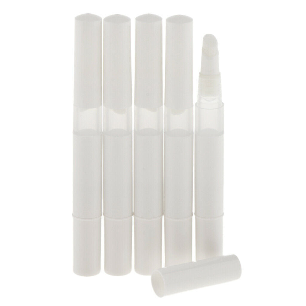 5pcs 3ml Empty Twist Pen Lip Gloss Nail Polish Eyelashes Tubes with Brush White