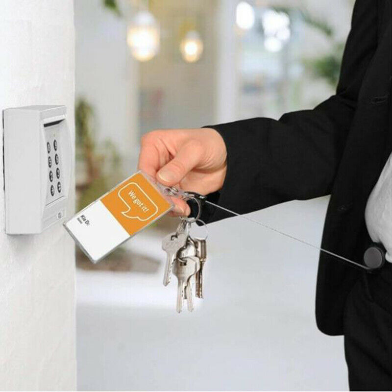 1pc Retractable Badge Holder Reel Name Card Keychain Metal ID Belt Clip KeyrBDA