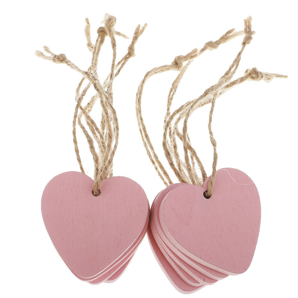 40x Simple Painted Small Wood Heart Message Gift Tags Signs Hanging Crafts Home