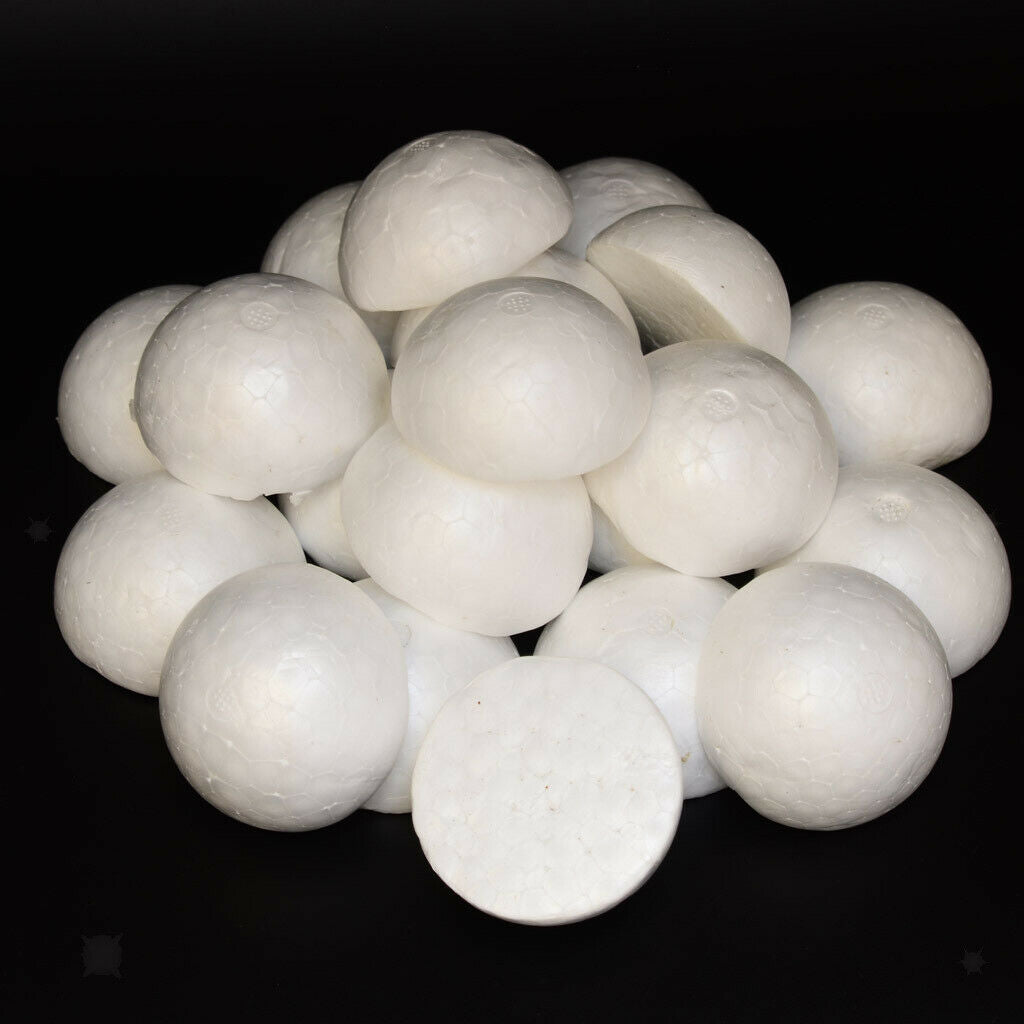 100x White Half Round Modelling Craft Styrofoam Foam Ball Ornaments DIY 60mm