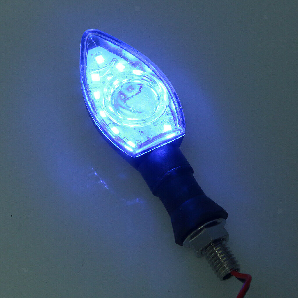 Pair 12V Motorcycle Bike LED Turn Signal Lights Brake Indicator Blue