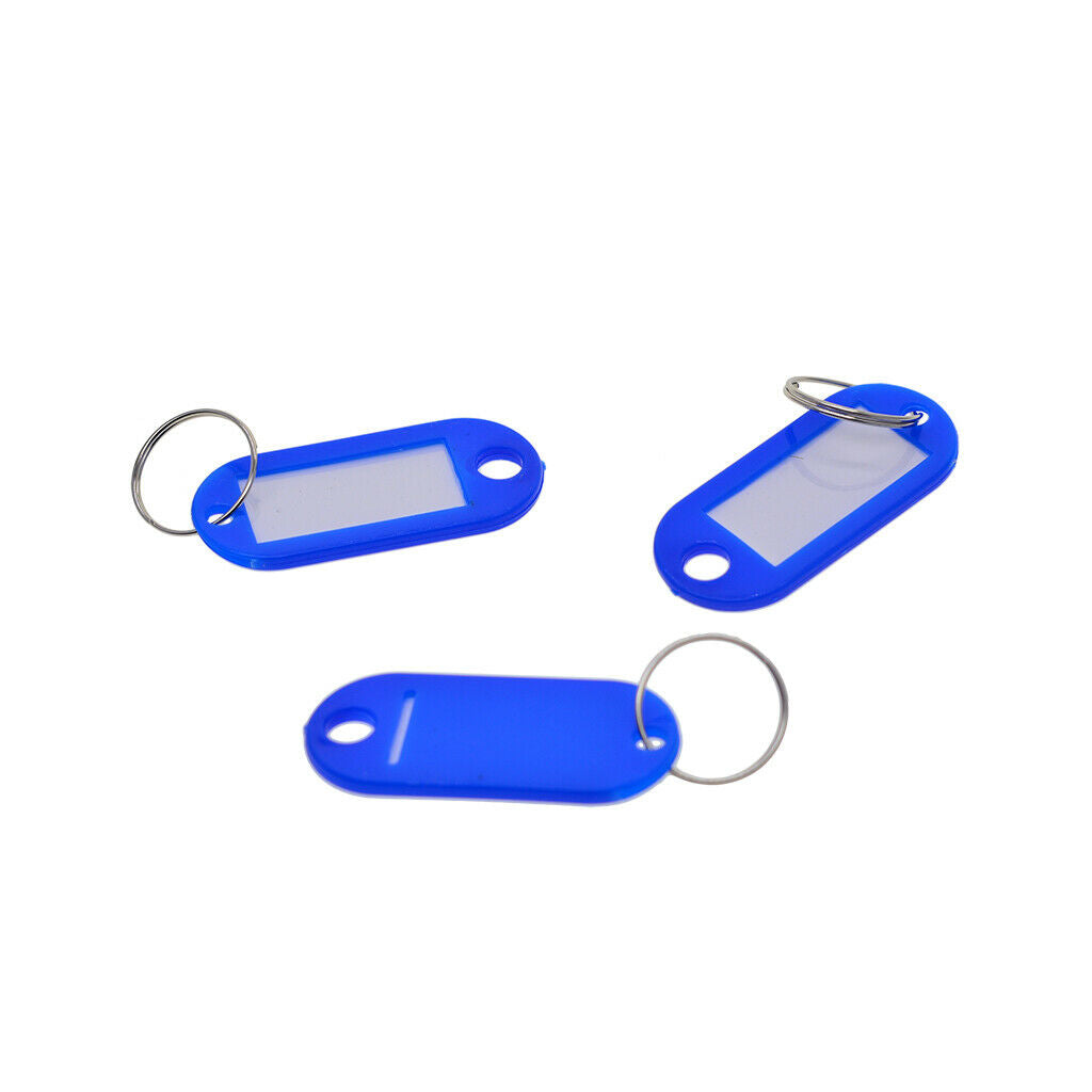 50x Waterproof Plastic Key Fobs Luggage ID Tags Labels Key Rings Royal blue