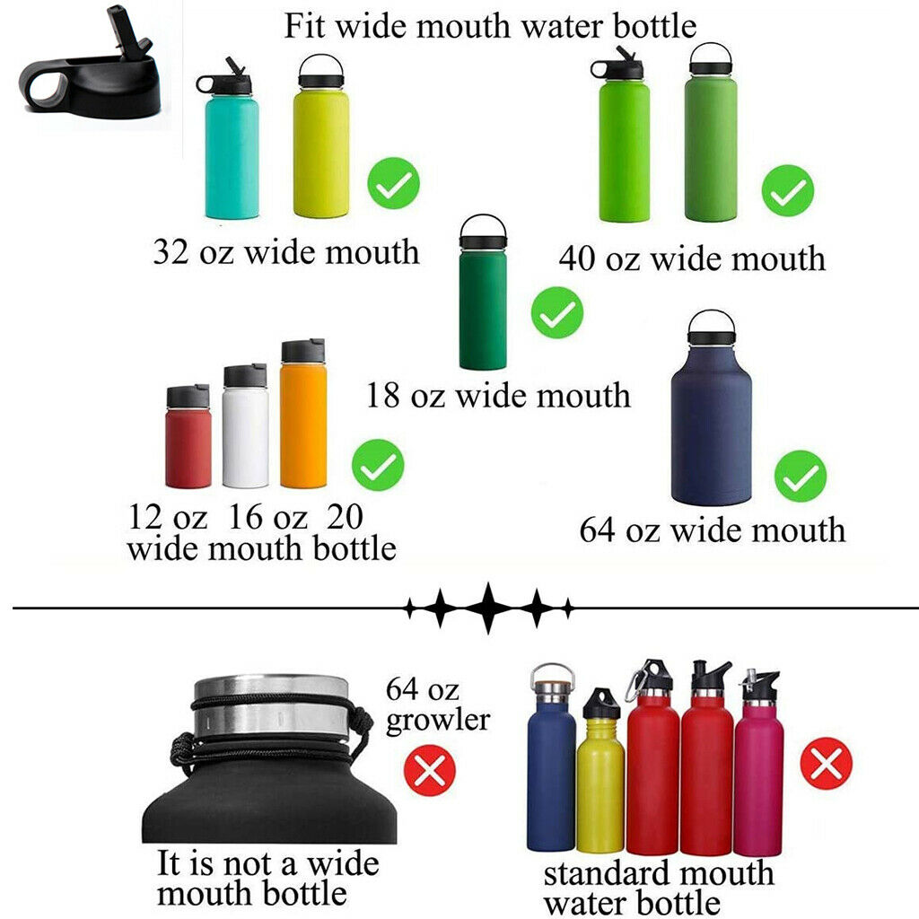 4PCS Straw Lid Flip Top for Wide Mouth 12/16/18/32/40/64oz Water Bottle