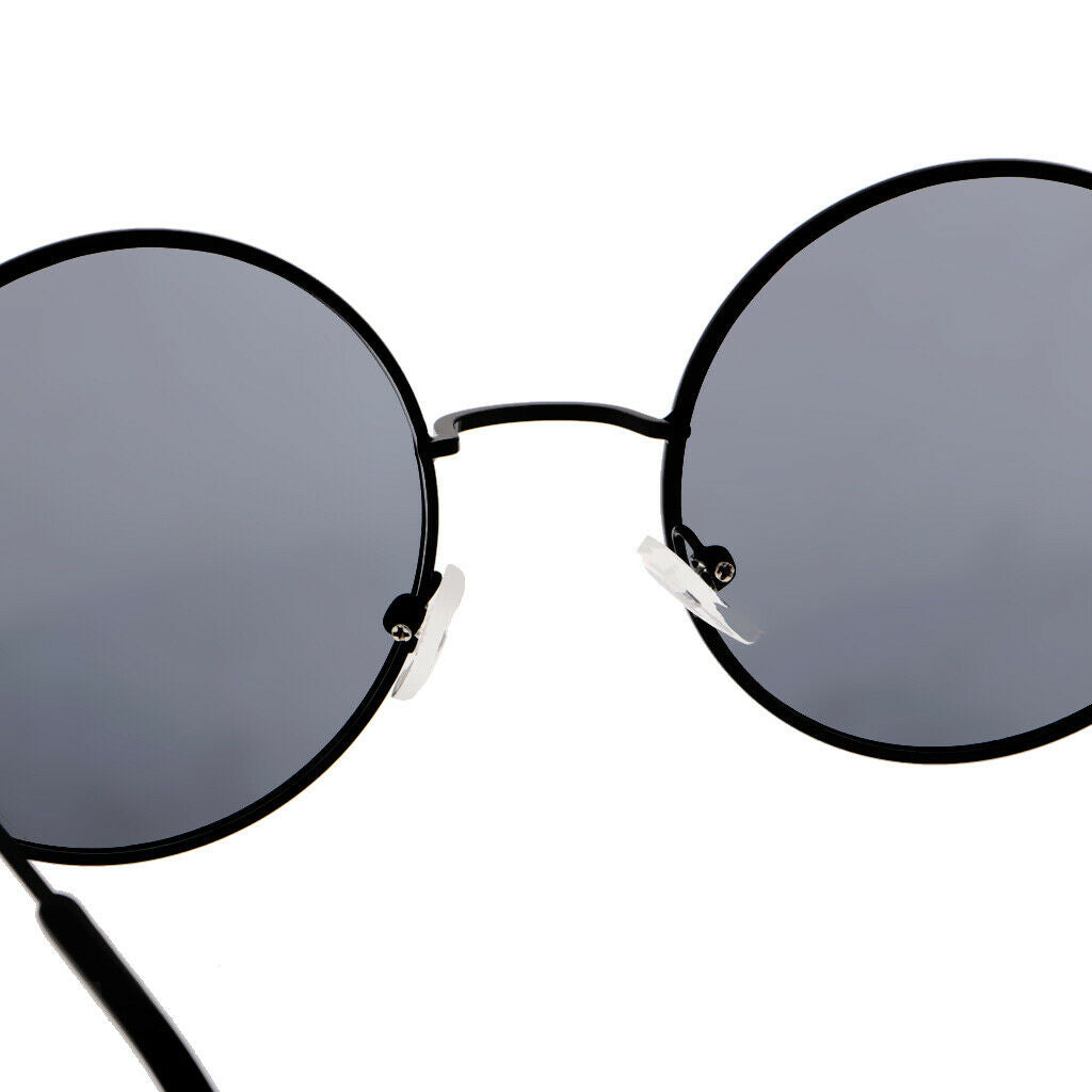 Round Frame Sunglasses Color Film Metal Reflective Sun Glasses Men Mirror Black