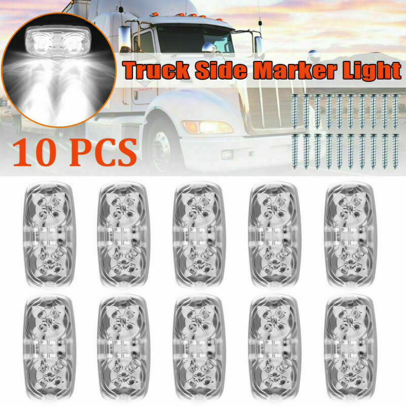 10x Trailer Marker LED Light Double Bullseye 10 Diodes Clearance Lamp White 12V