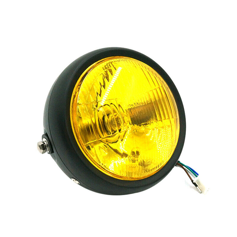 6.5" 12V Amber Glass Motorcycle Cruiser Headlight Spot Fog Light High/Low Beam