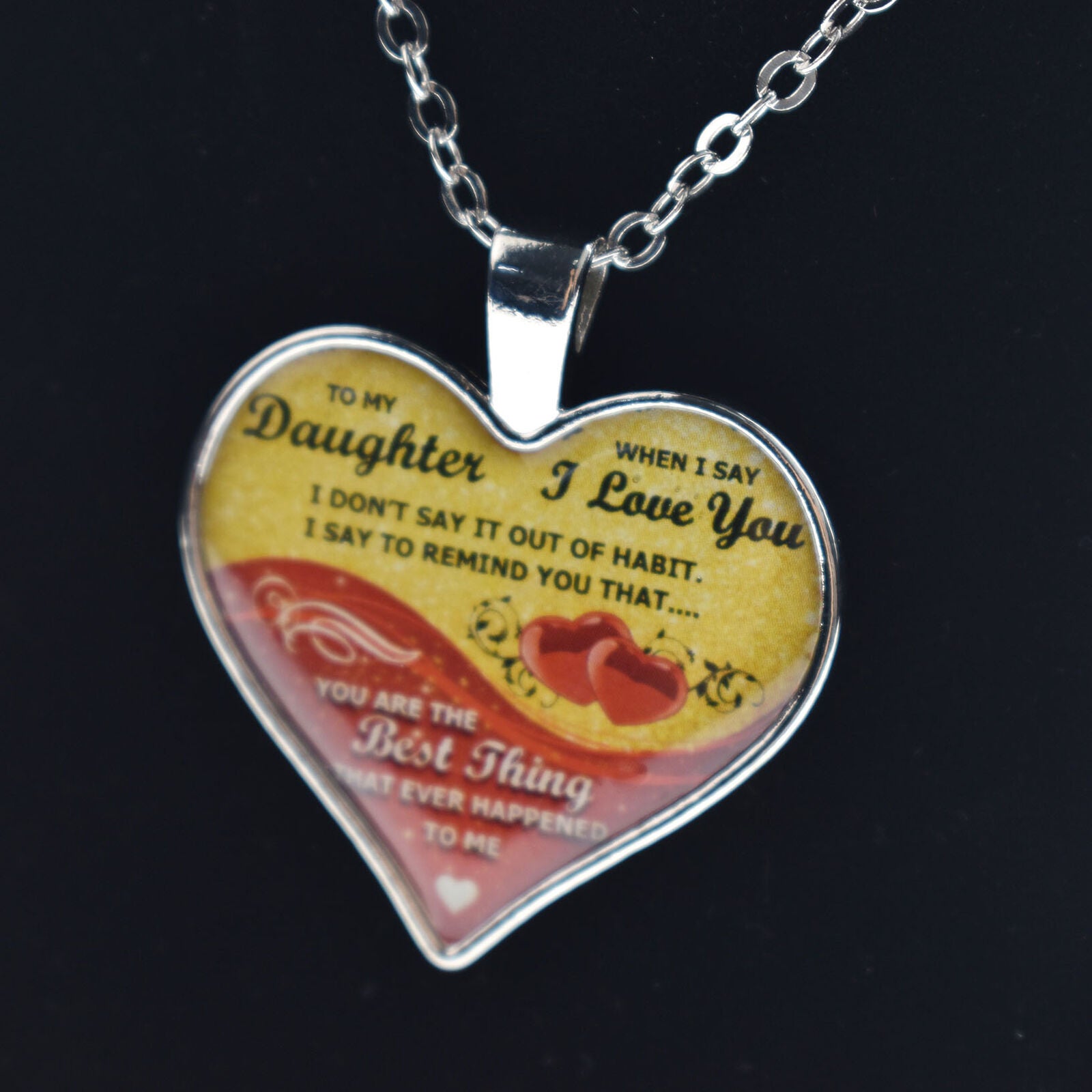 To My Daughter Heart Necklace I Love You From Mom Dad Best Thing Pendant Gift