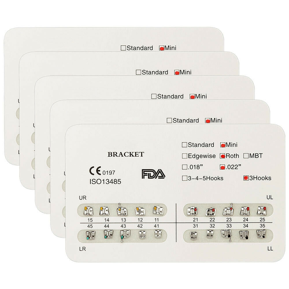 100 Packs AZDENT Dental Orthodontic Bracket Braces Mini Roth 022 Hooks 3