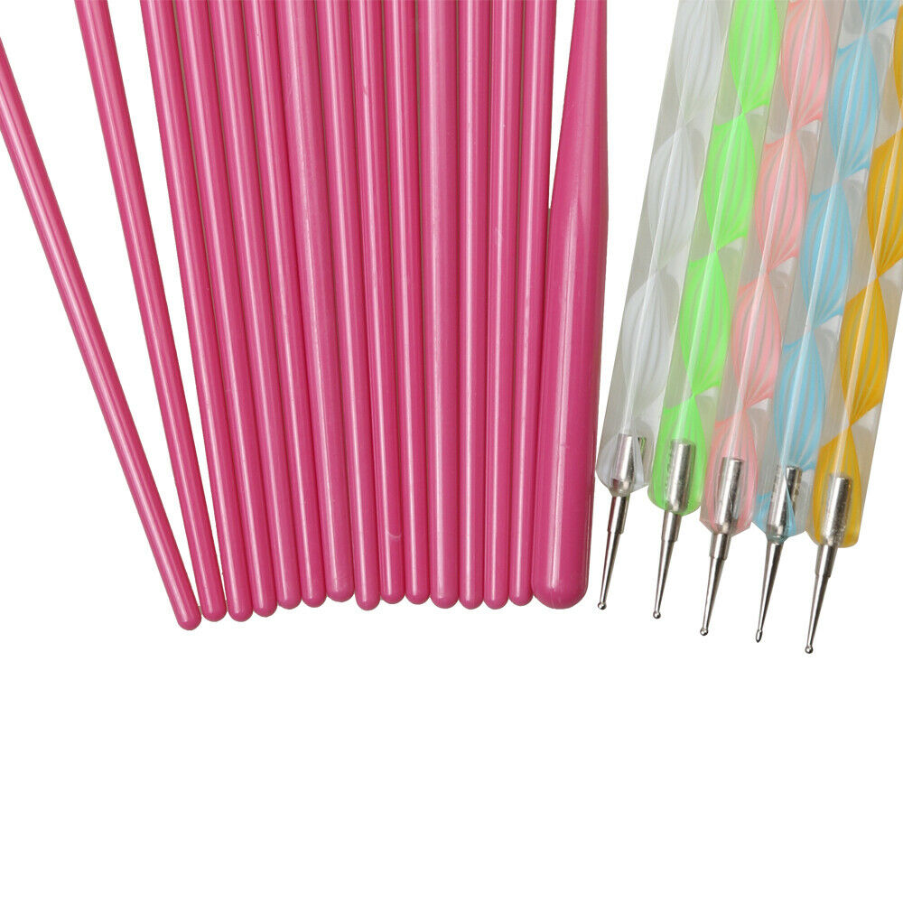 20pcs Nail Art Design Set Dotting Painting Drawing Polish Brushes Pen  Pink