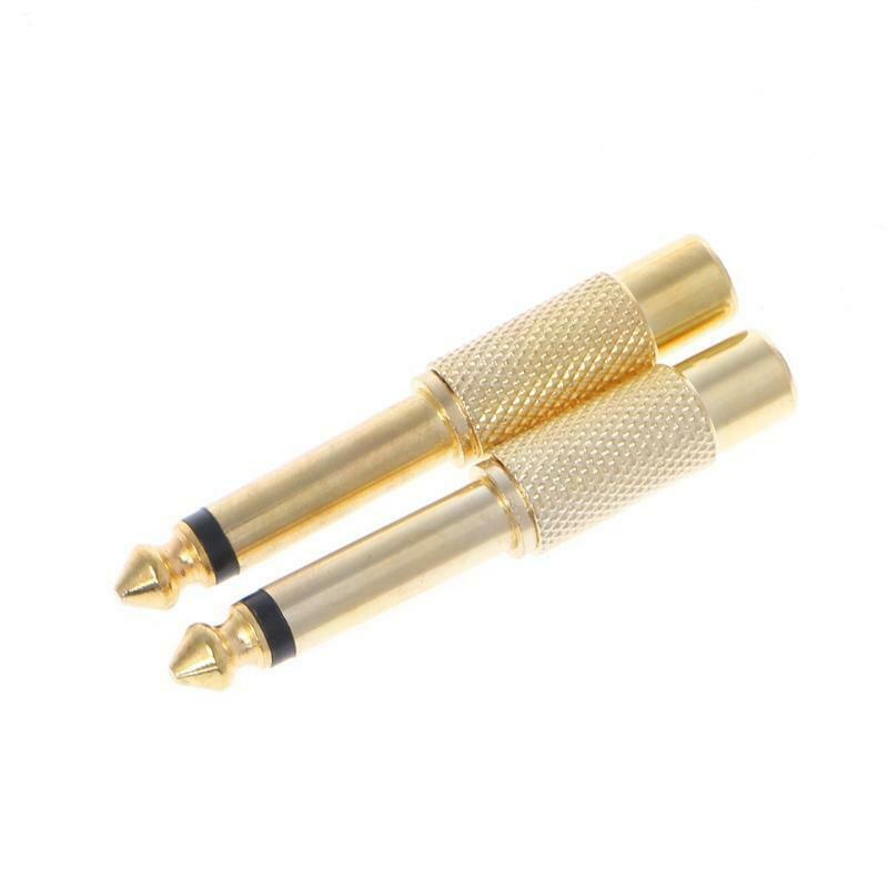 2 Pcs 6.35mm 1/4" Mono Male Jack To RCA Female Plug Audio Adapter Cable