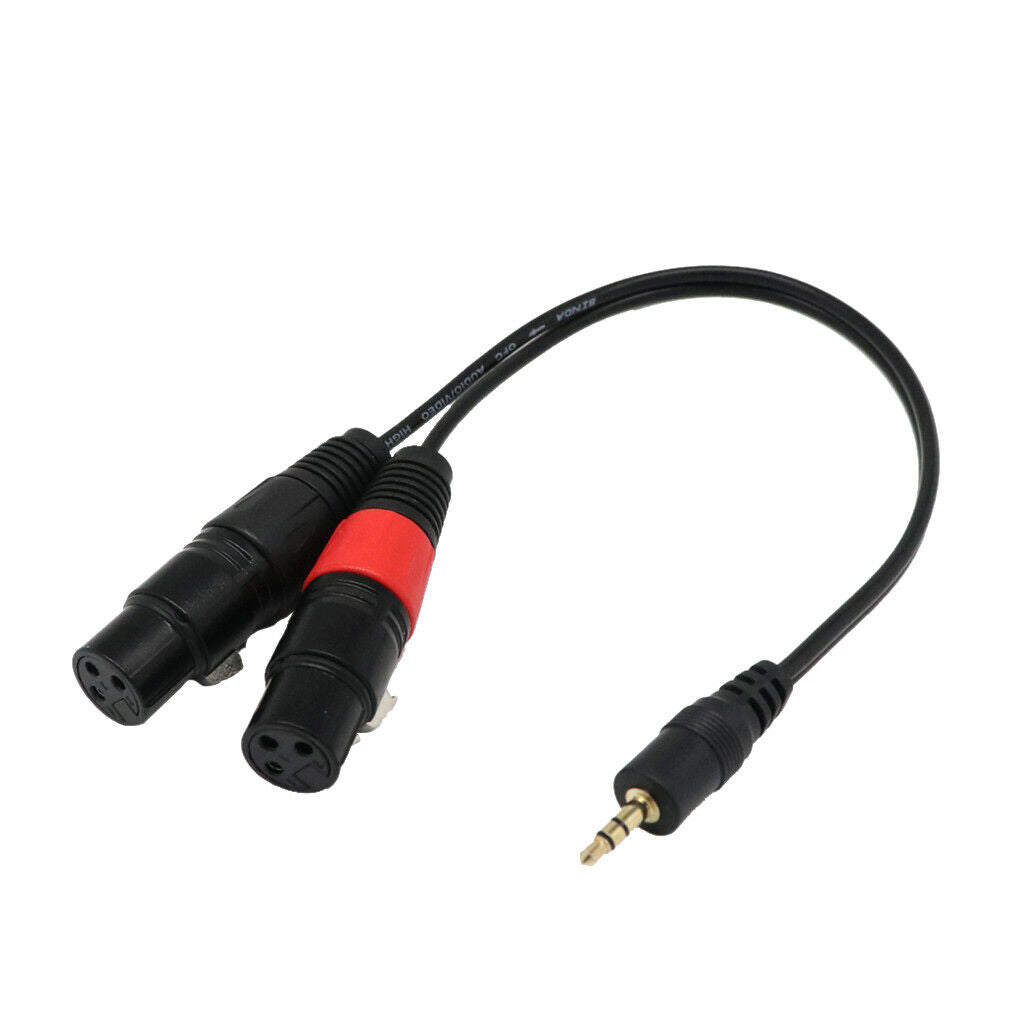 3.5mm 1/8'' TRS Stereo Male Plug TRS Audio Jack to Dual XLR 3pin Female Y
