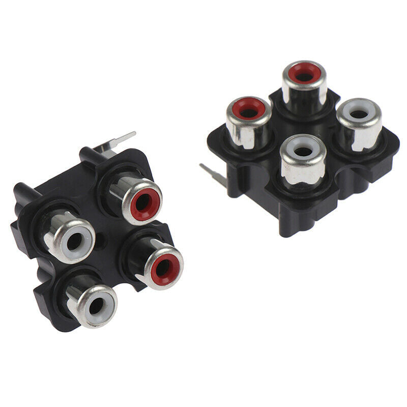 2x 4way 6Pin RCA Female Audio Video Plug AV Concentric Socket Connector F.l8