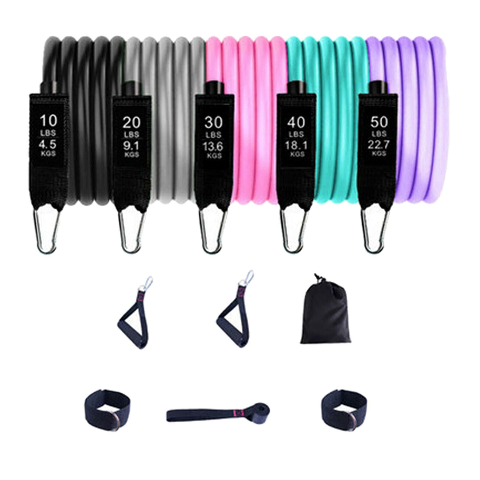 11Pcs Resistance Exercise Bands for Workout Tube Fitness Pilates Gym&Training