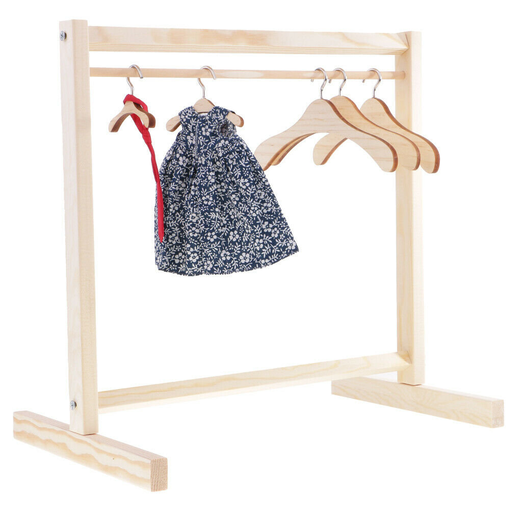 Prettyia 1/3 1/6 BJD Wooden Garment Rack Organizer For