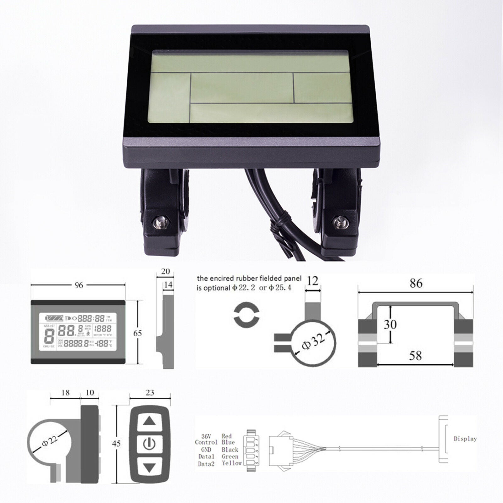 24V-36V-48V LCD Display E‑Bike Digital Meterm, Conversion KT‑LCD3U