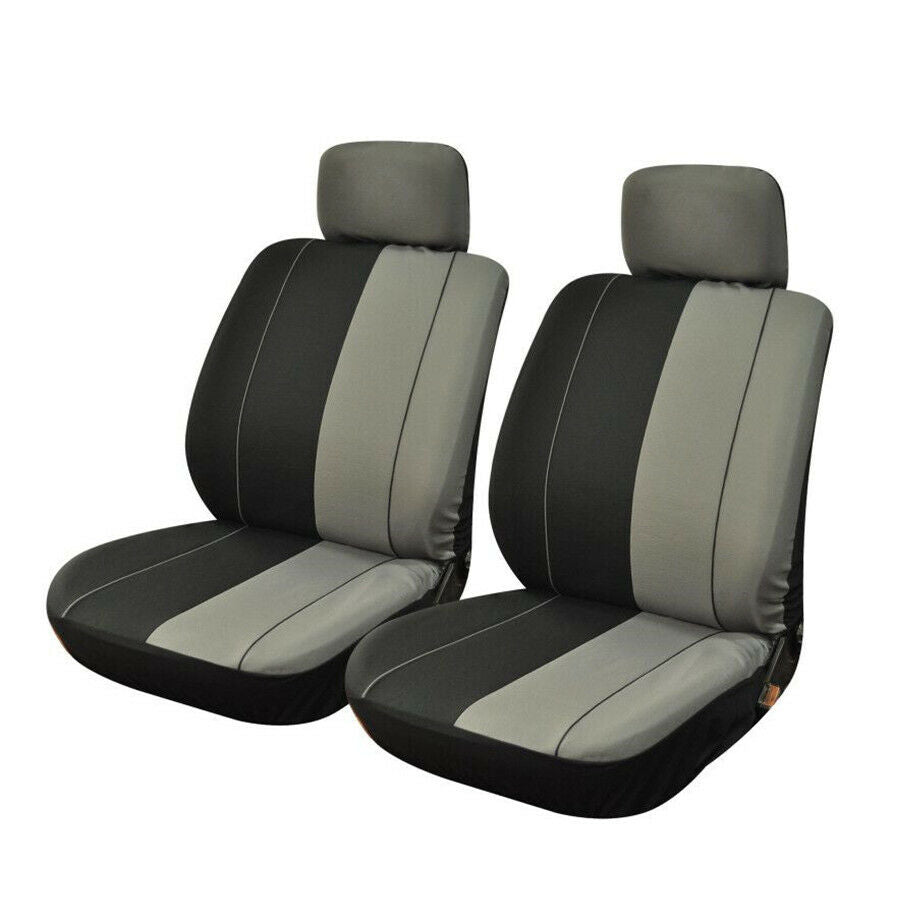 Polyester Cloth Car Seat Covers For Auto (Black & Grey) Full Surrounded 5-seat